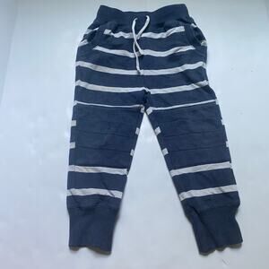 Hanna Andersson Navy Blue & White Striped reinforced knees joggers pants